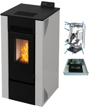Stufa a pellet ventilata ALIDA 9 stagna 8,74 Kw Bianca 4 Stelle 83,7 m2 riscaldabili (Stufa + Kit Canalizzazione + Modulo Wifi)