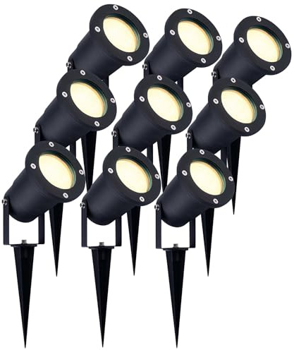 Ledvion - 9X LED Strahler, Aluminium, IP65, 5W, 2700K, 1 Meter Kabel, LED Spot, Garten Spot