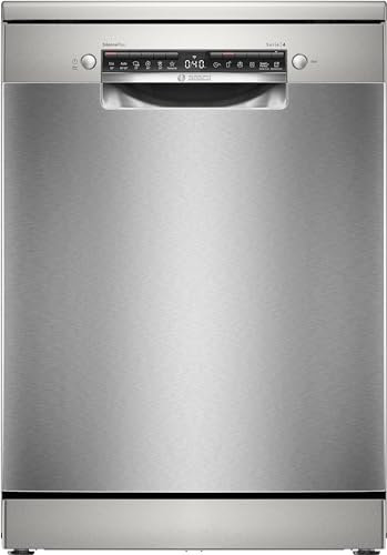Bosch SMS4ENI06E Serie 4 Lavastoviglie da libera installazione, EfficientDry: apertura automatica della porta, Home Connect, Terzo cestello extra spazio, Acciaio, 60cm