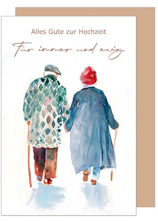 Edition Seidel Premium Glückwunschkarte zur Hochzeit mit Umschlag aus Kraftpapier. Hochzeitskarte Grußkarte Vermählung Just Married Wedding Für immer und ewig Mann Frau (H481 SW024)