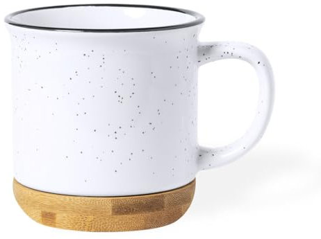 CALLE DEL REGALO Taza de cerámica y bambú vintage, 330 ml (12 oz), apta para microondas