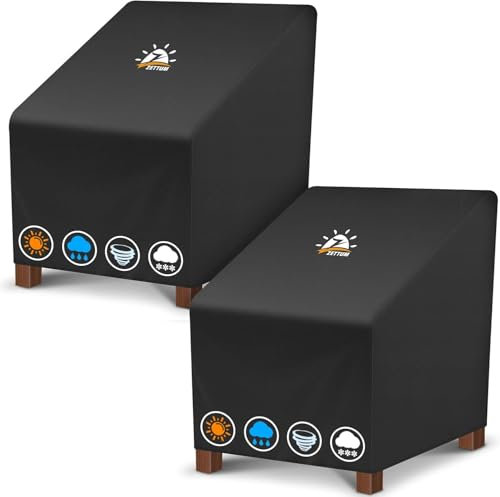 Zettum 2 Pezzi di Copertura per sedie da Giardino 81 x 81 x 91 cm, Copertura in PU Oxford 600D, Copertura Protettiva Impermeabile e Resistente per mobili da Giardino con 4 Fibbie Intelligenti