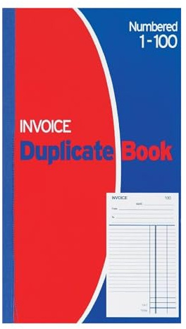 Evrite Invoice Duplicate Book - Numbered 1-100 with Index Sheet (210 x 127mm / 8.25 x 5 inches) - Single Book