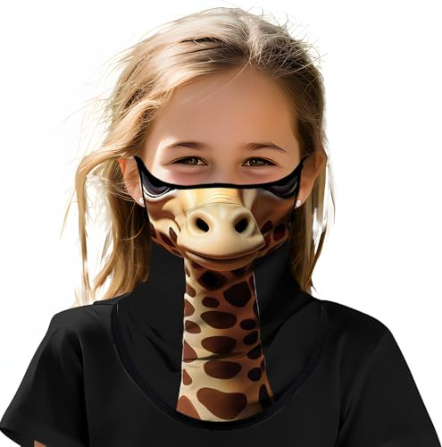 ShopINess Pañuelo Tubular Bandana con Orejeras Unisex Niños y Niñas Diseño Divertido de Jirafa Braga de Cuello Multifuncional Fiestas Carnaval Moto Deporte Jirafa