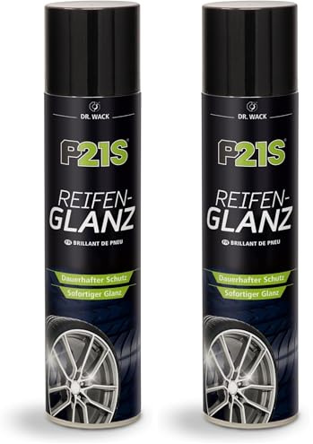 DR. WACK P21S Reifen-Glanz Spray 400 ml - Reifenpflege fürs Auto - Ausbleichschutz vor UV-Strahlung - Für alle Reifentypen - Neuer Glanz für verblasste Reifen - Hochwertige Autopflege (Packung mit 2)