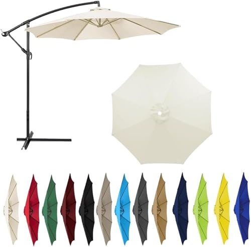 2,3m/2,7m/3,0m/3,5m/4,0m Sonnenschirm Ersatzbezug 6 Streben 8 Streben, Sonnenschirm Stoff UV Schutz 50 Windfest Gartenschirm Ersatz-Überdachung, Für Ampelschirm, Hof (8ribs:3.5m/11.5ft,Off-white)