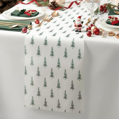 Artoid Mode Runner da tavola in tessuto non tessuto con alberi di Natale, 30 cm x 25 m, decorazione da tavolo per la cucina, compleanni, matrimoni, feste