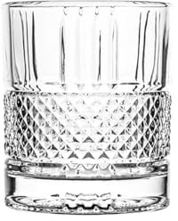 BRANDANI set 4 pezzi bicchiere tumbler liquore in vetro trasparente con decori assortiti Mulinello Ø 8 x h 9,5 cm