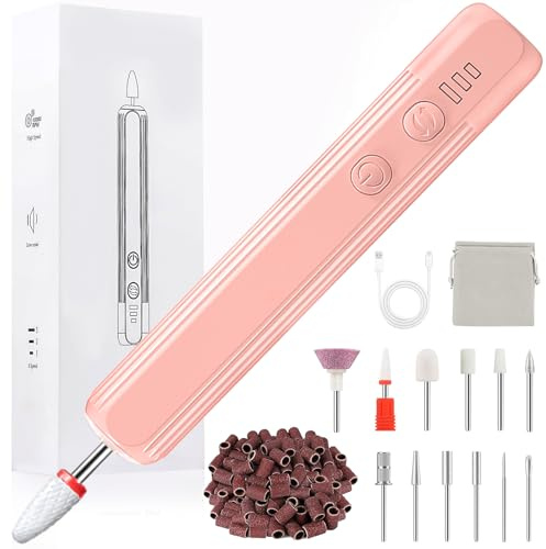PQETBV Fresa per Unghie Professionale 18000 Giri/Min - Lima per Unghie Elettrica in Gel Ricostruzione e Acrilico, Trapano per Unghie Elettrico a Velocità Regolabile per Manicure e Pedicure