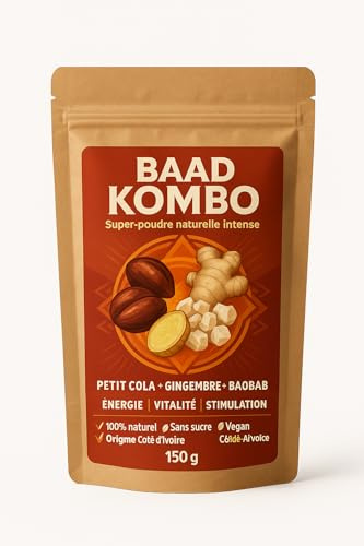 Super Poudre Naturelle Énergisante – Petit Cola, Gingembre & Baobab – 150g – BIO, Vegan, Sans Gluten – Super-Aliment Africain – Vitalité, Digestion, Tonus Naturel
