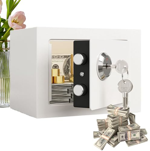 Xasbseulk Coffre-fort Domestique - Petit Coffret de Sûreté en Acier pour Argent - Coffret Argent Ignifuge Portable pour Objets de Valeur, Documents, Personnel, Intérieur, Voyage, Maison, Appartements,