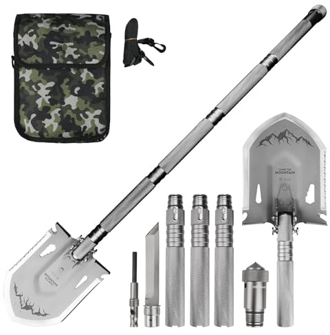 WETACTICS 13-in-1 Multitool，Folding Shovel，Heavy Duty 3Cr13Mov Steel Multi-Purpose Camping Shovel for Off-Road, Gardening, Beach, Snow, Digging & Emergency Use with Aluminum Handle and Carry Bag