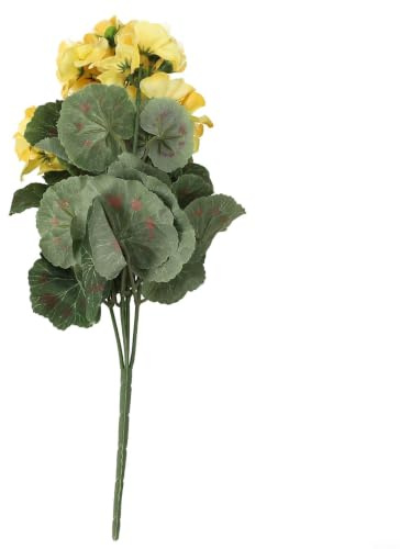 Red Geranium Artificial Flowers 5 Stems Silk Decor(Yellow)