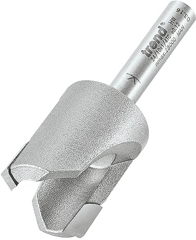 Trend Plug Maker Router Cutter, 1/4 Inch Shank, 12mm x 16mm, TCT | Ideal For Creating Decorative Plug Forms In Hardwood And Softwood With 12mm Cut Diameter And 16mm Cut Length, 24/10X1/4TC