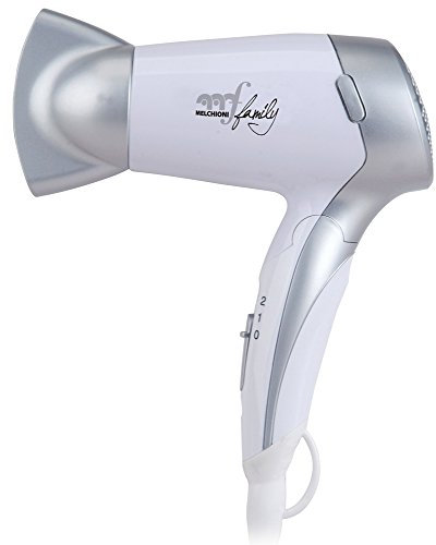 Melchioni Family | Asciugacapelli da Viaggio HANDY STYLE, Manico Piegevole, Phon da Viaggio con 2 Temperature, Compatto e Potente, Doppia Alimentazione per Viaggi in Tutto il Mondo
