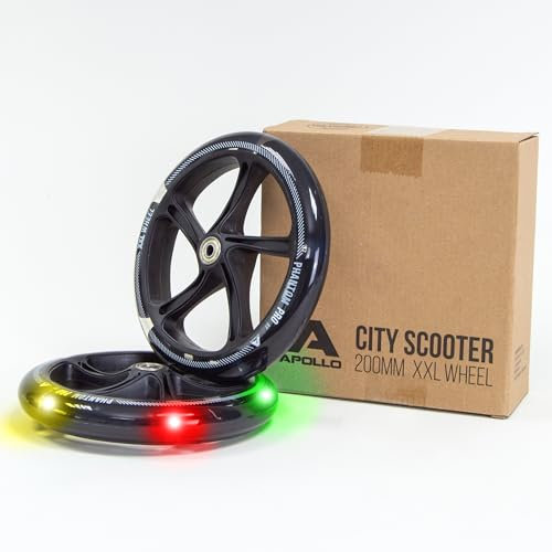 Apollo City Scooter 200mm Ersatzräderset - Pro Wheels mit ABEC 7 Kugellager, Roller Rad Ersatz-Räder passend City-Scooter, auch als LED-Rollen erhältlich