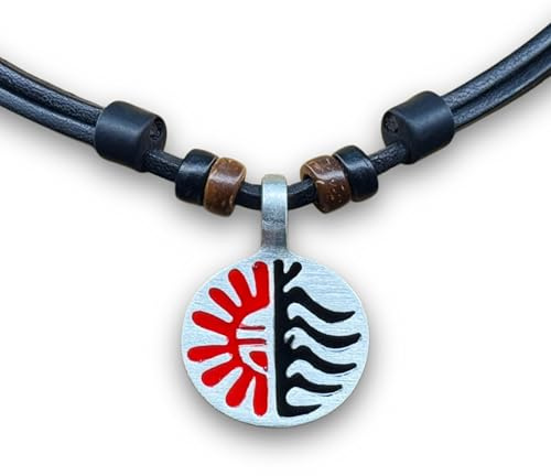 HANA LIMA Halskette Surferkette Tribalkette Lederkette Herrenkette Damenkette Metallanhänger