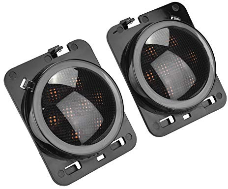KIMISS 1 paire DC 12V Aile de Voiture LED Feu de Signalisation, Feu de Gabarit Latéral à Faisceau Jaune de Gauche et de Droite avec une Durée de vie de 50000 heures pour JK