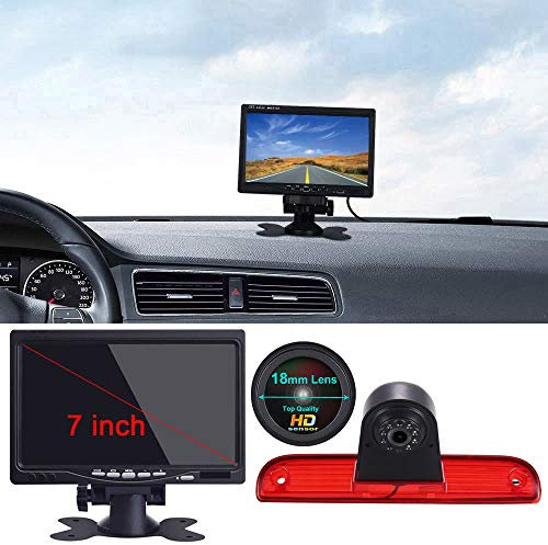 Transporter 7 Zoll LCD Monitor +1280x720 Pixel 3rd Bremslicht Rückfahrkamera Wasserdicht Nachtsicht Kamera für Van FIAT Ducato X250 X290 Bus Kasten/Peugeot Boxter/Citroen Jumper