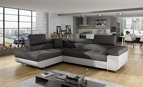 Ecksofa Antos mit Schlaffunktion Bettkasten Seite Rechts und Links Sofa Möbel 23 (Sawana 05+Soft 17, Links)