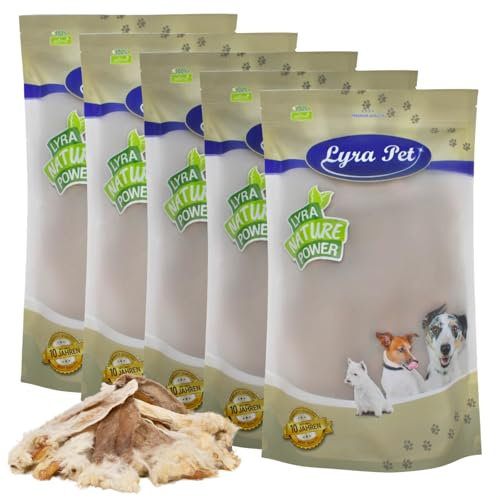 Lyra Pet® 5 kg Kaninchenohren mit Fell | Naturbelassener Kausnack | Proteinreiches Leckerli für Hunde | Gut verträglich & darmreinigend | Nährstoffreicher Kaugenuss | Schonend getrocknet