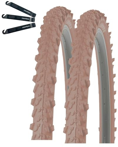 2 x Kenda 24 Pyscho K-829 MTB Fahrradreifen in Braun 50-507 (24 x 1,95) inkl. maxxi4you Reifenheber