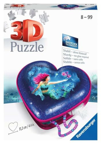 Ravensburger 3D Puzzle 11249 - Herzschatulle Bezaubernde Meerjungfrauen - praktische Aufbewahrungsbox aus dreidimensional geformten Puzzleteilen - für Erwachsene und Kinder ab 8 Jahren