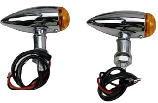 Motorrad Mini Bullet Blinker Kontrollleuchte für Vintage Retro Fahrrad Ratte Bike Cafe Racer Custom (Chrom)