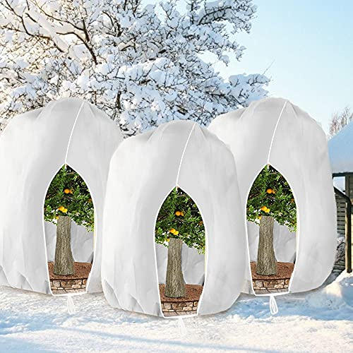 HERILIOS Winterschutz für Pflanzen, Frostschutz Pflanzenabdeckungen als Winterschutz, mit Reißverschluss für Baum Palmen Balkonpflanzen haube Zelt Atmungsaktiv - Reißfest，250 x 360cm Weiß 3 Stücke