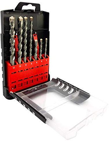 NORTOOLS SDS Drill Bit Set,SDS Plus Rotary Hammer Concrete Drill Set,7 PCS 2 Head-cutters Tungsten Carbide Tip with PGM Mark Power Tools ​for Masonry Concrete Granite