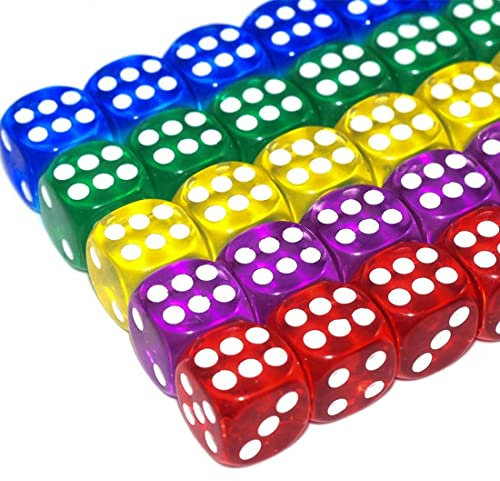 20 Stück Würfel Bunt Set 6-Seitig, 14 mm