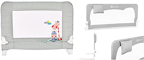 Interbaby BR001 90cm Bettbar für Babys und Kinder. Modell: Giraffe, grau, 2.6 kg & Lionelo Hanna Bettgitter Rausfallschutz, Grau, 150 cm x 66 cm