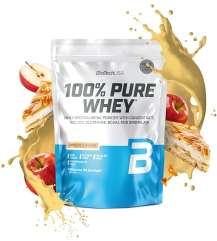 BioTechUSA 100% Pure Whey | Proteína en Polvo con BCAA y Glutamina | Sin Gluten, Sin Aceite de Palma, 454 g, Tarta De Manzana