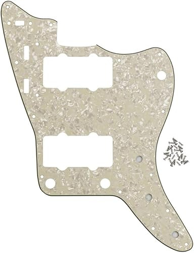 65 60er Jahre Vintage Schlagbrett Gitarre Schlagbrett mit Schrauben passend für amerikanische/mexikanische Jazzmaster Schlagbrett Ersatz (4-lagige rote Schildpatt Shell) (4-lagig Aged Pearl)
