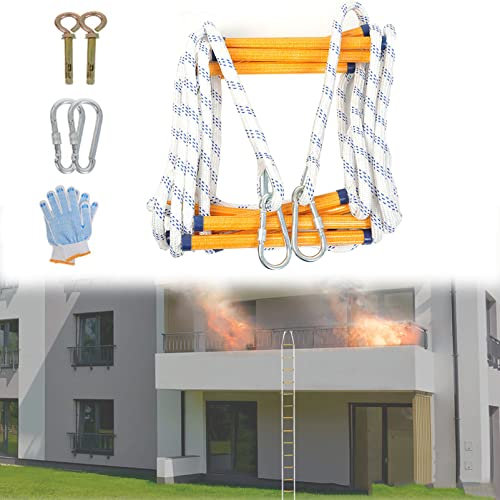 AiQima Fire Escape Ladder for Homes 3Rd Floor, Foldable Compact Rope Ladder - Suitable for Balcony Windows - Emergency Escape Tool/65Ft/20M