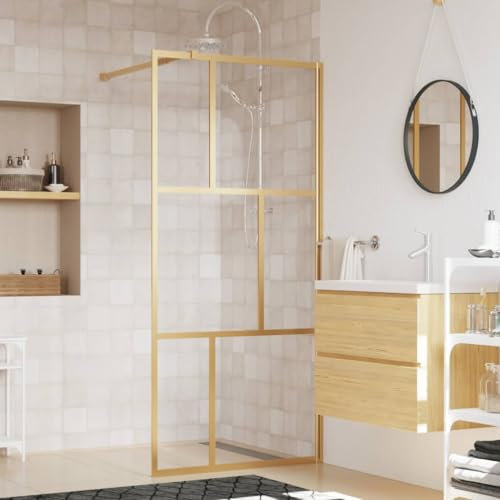 Homgoday Duschwand für Begehbare Duschabtrennung Walk in Dusche Dusche mit ESG Klarglas Duschtrennwand Duschkabine Duschtrennwand Modern für Begehbare Golden 80x195cm