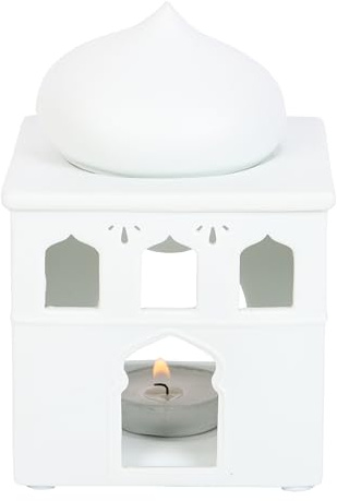 Weiße Moschee Duftlampe für Kerzenlicht Dekor und Duftwärmer – perfekt für Eid-Feiern und Gebetsraumbeleuchtung