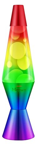 Meown 14.5 Inch Rainbow Liquid Motion Lamp Colourful Wax Light with Glass Bottle and Metal Base Retro Mood Light with UK Plug and Bulb for Bedroom Living Room Office Gifts