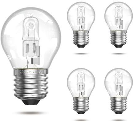Bonlux E27 Screw Bulb Dimmable 42W Light Bulb Edison Screw ES Golf Ball Light Bulbs Screw in Clear Round Lamp Bulbs, Large Screw G45 Mini Globe Dimmer Classic Lamp Warm White 2700K, 240V, 5 Pack