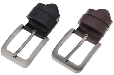 EMSea 2 st bältesstift spänne legering slitstark män bältesspänne rektangel rem spetsspänne lämplig för 35–38 mm breda vardagsbälten? Svart + brun?, Svart, Brun, 5.8x5.2cm
