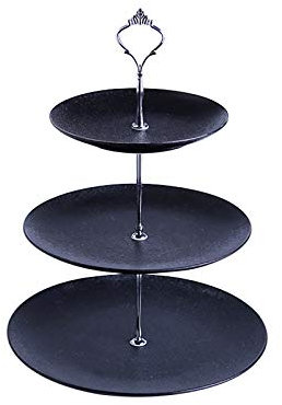 CVNIMV 3-stöckiger Gebäckständer, runde Dessert-Servierplatte mit Griffen, 10,6/9/7 Zoll Vorspeisenteller Punschschüssel Brotteller, Wiederverwendbare Paletten (Farbe: Silber-b,