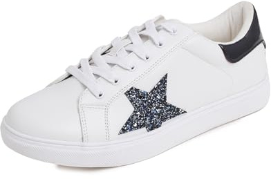 Feversole Women's Featured PU Leather Lace-Up Sneaker,Stella Sneakers Stringate in Pelle PU da Donna