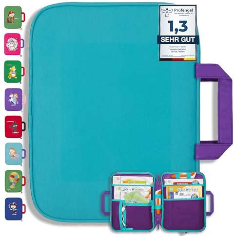 GRINSEZWERGE Tasche für TipToi in Türkis I Aufbewahrung für TipToi Stift, Bücher & Zubehör I Kinder Tablet Tasche I Tragetasche für Edurino Figuren