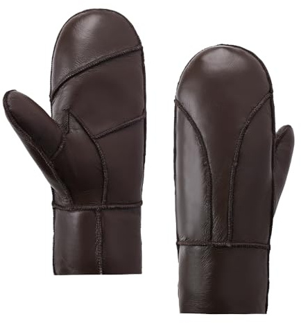 MGGMOKAY Männer Fäustlinge für Winter Herren Lammfell Shearling Fäustlinge Winter Lederhandschuhe