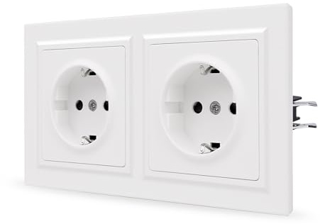 JIMEIDA Doppelsteckdose Weiß Matt Unterputz Glattes Hautgefühl mit Steckklemme Steckdose 155 * 84mm,250V(Kann nicht vertikal installiert werden)