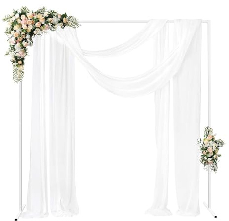 Traubogen Hochzeit Ballonbogen Gestell, 2 x 2 m Metall Eckig Hochzeitsbogen, Verstellbar Hintergrundständer Arches für Hochzeiten Jubiläen Geburtstagsfeiern Abschlussfeiern Dekoration, Weiß