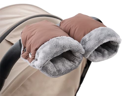 Stroller Hand Muff Windproof Anti-Freeze Pram Hand Warmer Warm Baby Stroller Gloves Pushchair Mittens (Coffee)