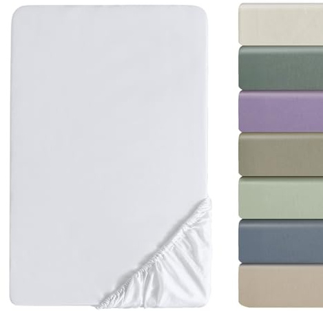 SOULFUL Satin Spannbettlaken 120x200cm Baumwolle Oeko-TEX Weiß | 100% Langstapelige Baumwolle Kühlend Seidig Luxus Spannbettlaken bis 25cm Matratzenhöhe für Allergiker Geeignet