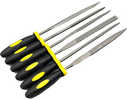 Hinapan Set di lime in metallo, 6 pezzi, con lima piatta, quadrata, triangolare, rotonda e semicircolare