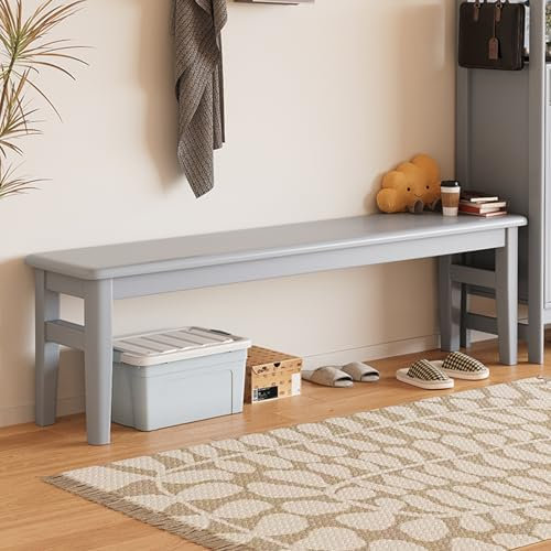 HARELA Esszimmer Sitzbank Schuhbank, Küchenbank Wohnzimmerbank, Bettbank Holzbank Rustikale Home Décor Möbel, für Esszimmer/Schlafzimmer/Balkon, Natur(Gray,160cm/63in)